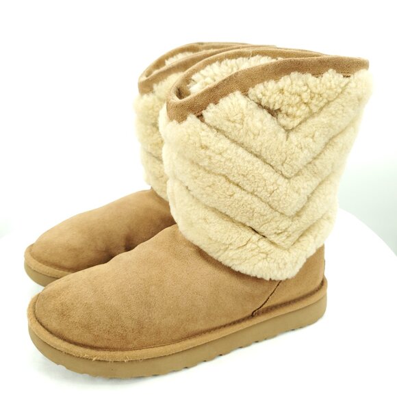 UGG Tania Genuine Shearling Pull On Winter Boots 9/40/Tan - Picture 5 of 12